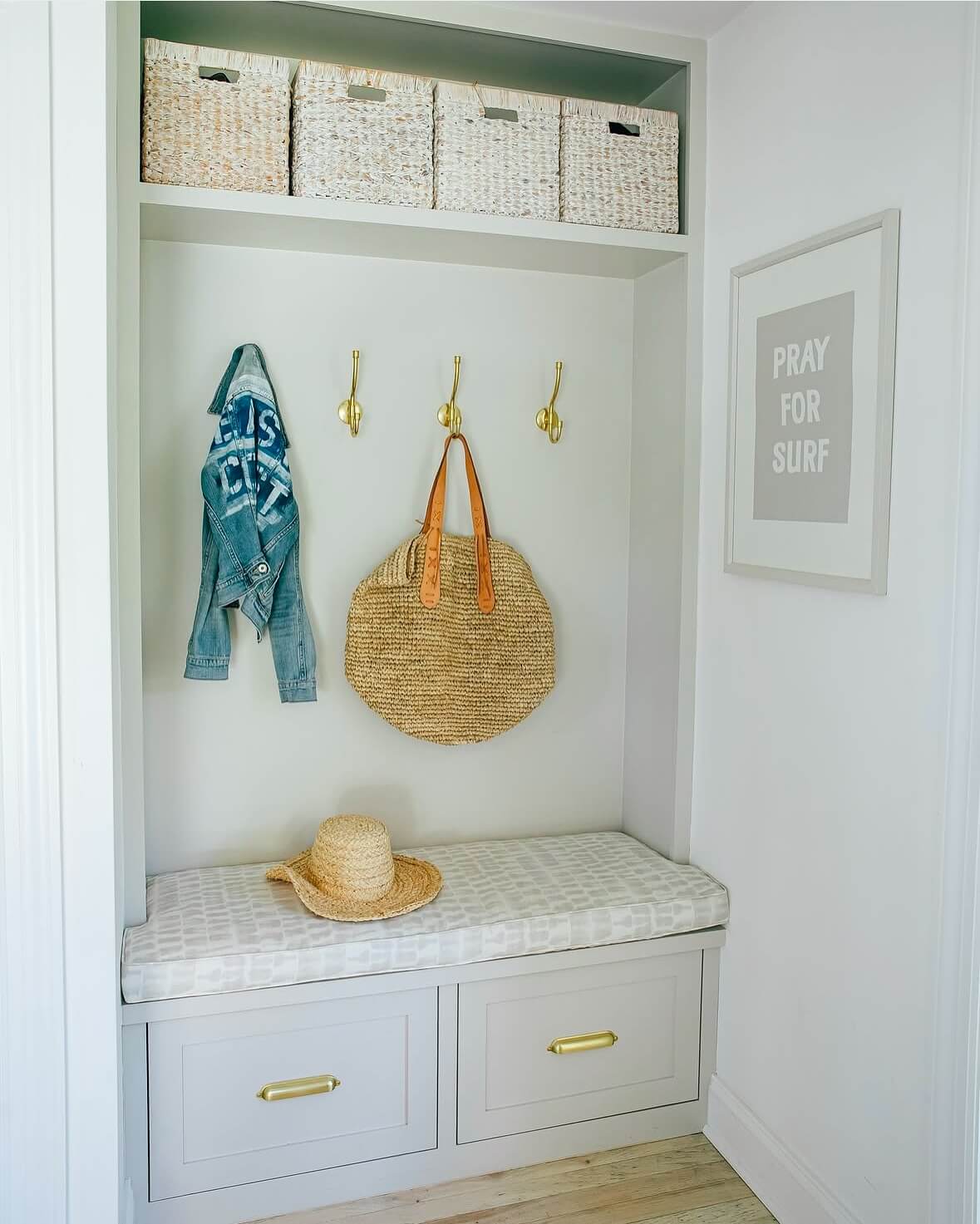 Conceal Entryway Clutter in a Bench With Hidden Drawers