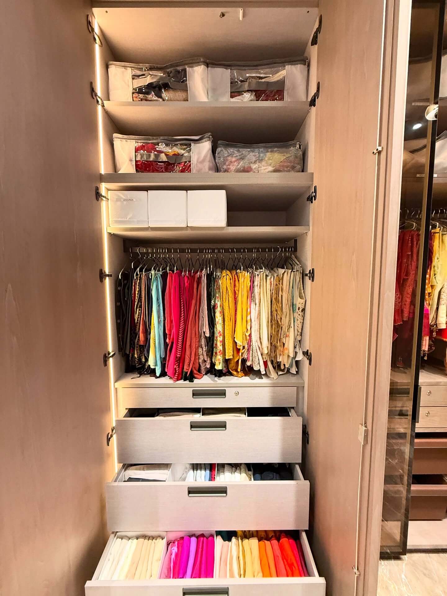 Separate Folded Items in Drawers with Fabric Dividers