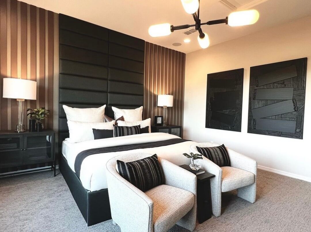Padded Black Headboard Panels for a Dramatic Focal Point