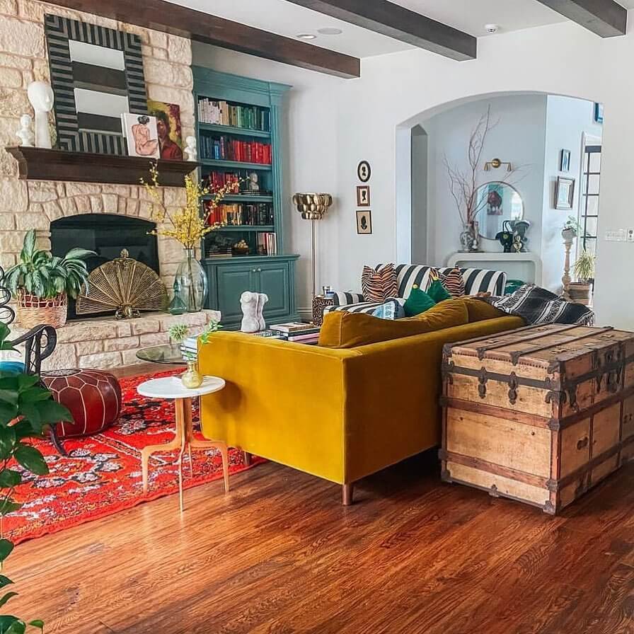 Incorporate a Vintage Steamer Trunk for Global-Inspired Storage
