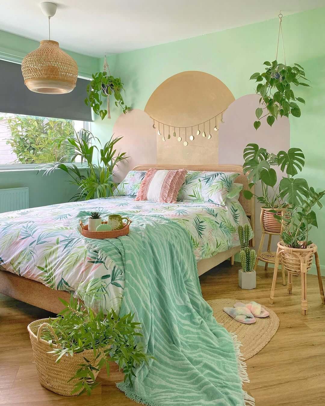 Painted Arch Wall Mural Adds a Soft Focal Point