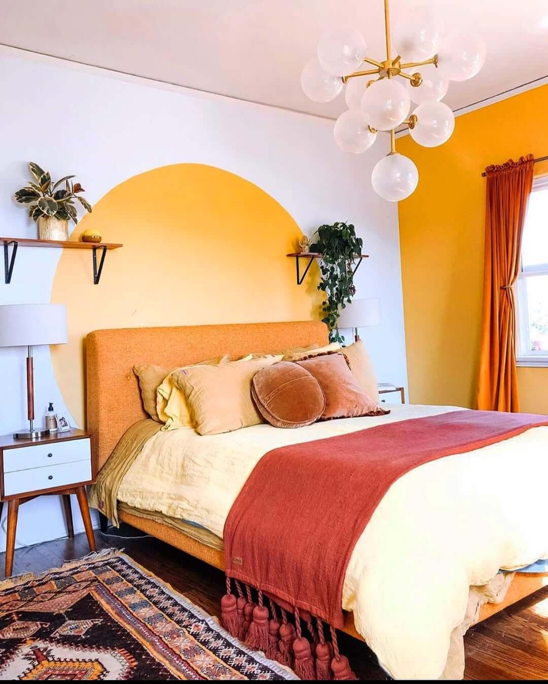 Orange Upholstered Bed Frame for a Warm Focal Point