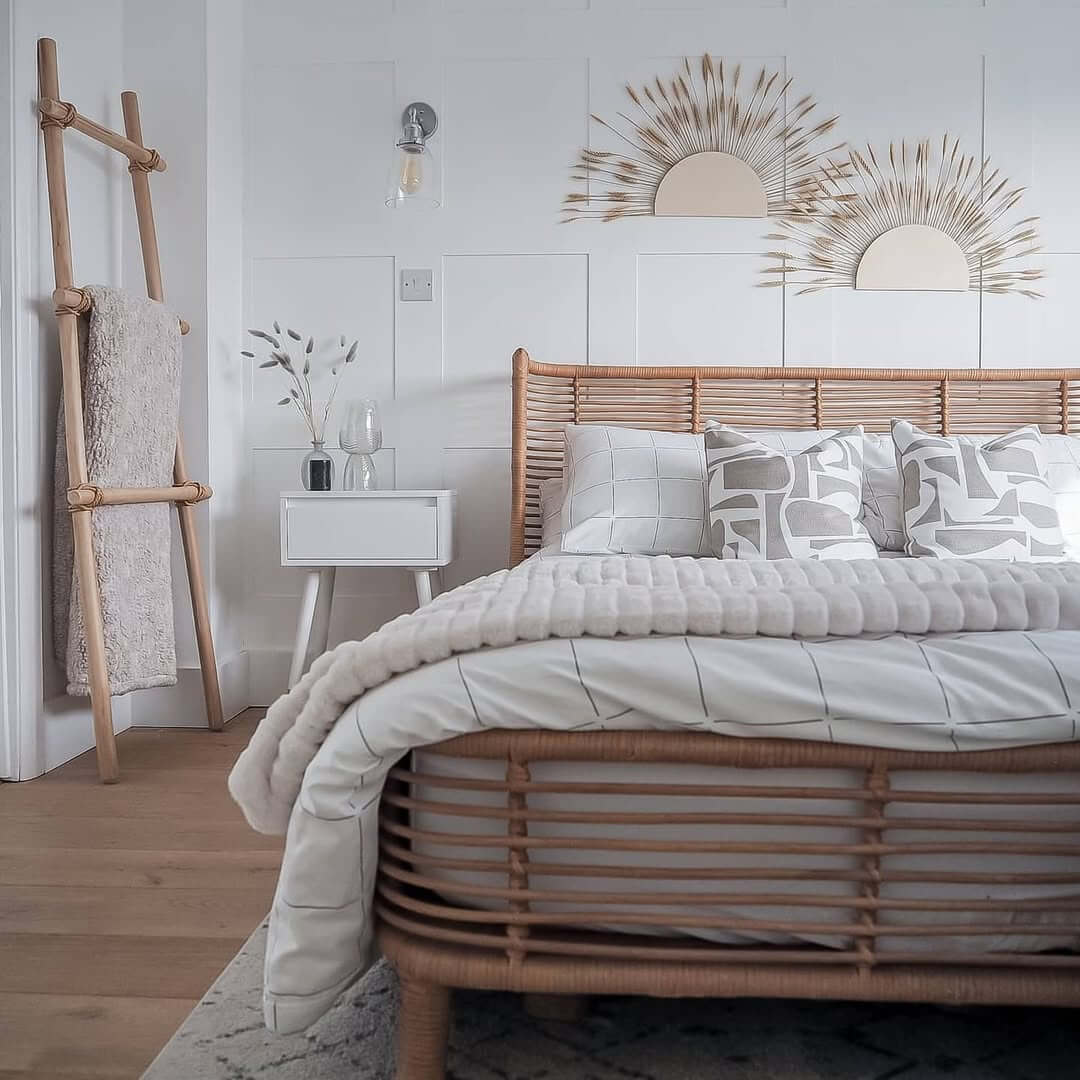 Sunburst Wall Art Adds Natural Texture Above Your Headboard