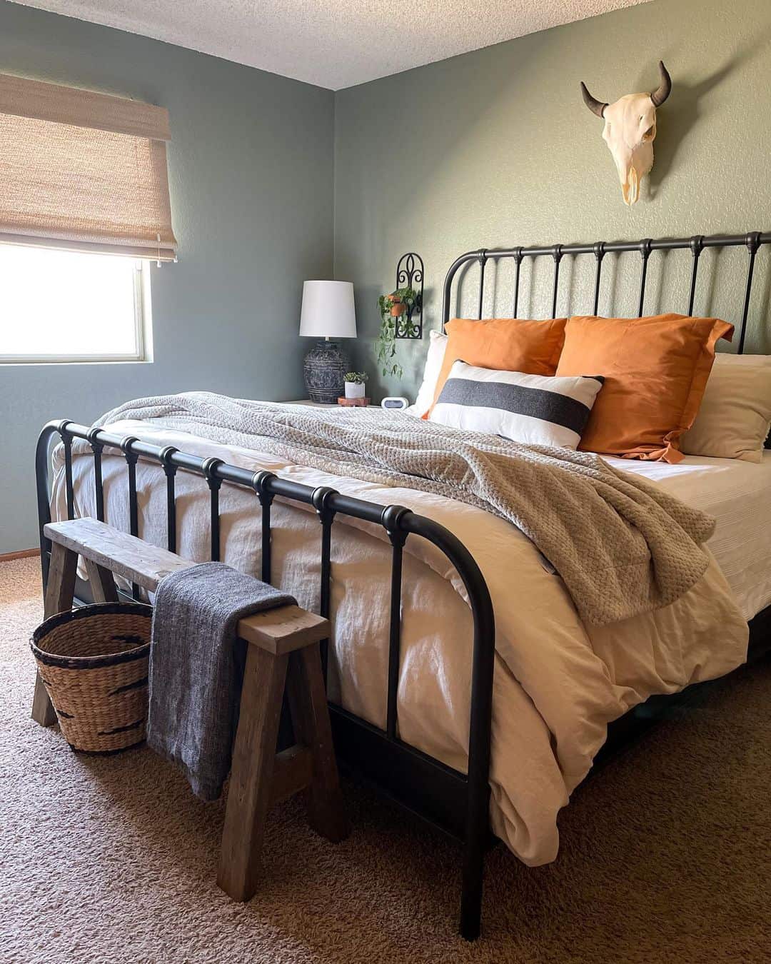 Wooden Step Bench Adds Rustic Charm and a Place for Throws