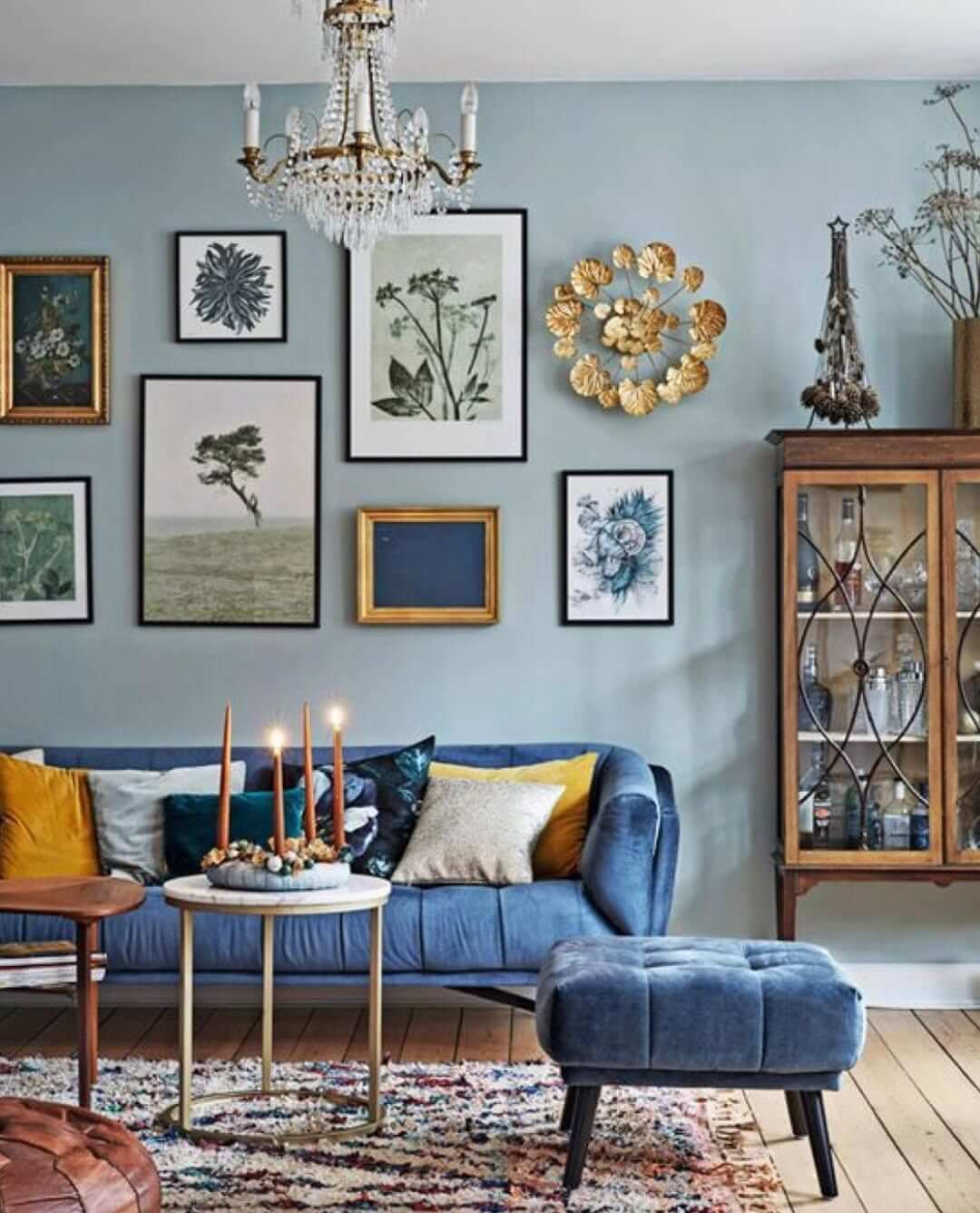 Gold Leaf Wreath Adds Organic Texture to Gallery Wall