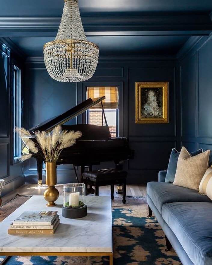 Let Deep Blue Walls Make Your Grand Piano Shine