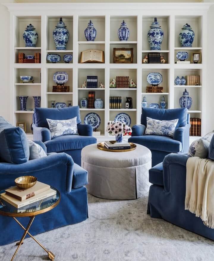 Blue and White Ginger Jars Create a Classic Display