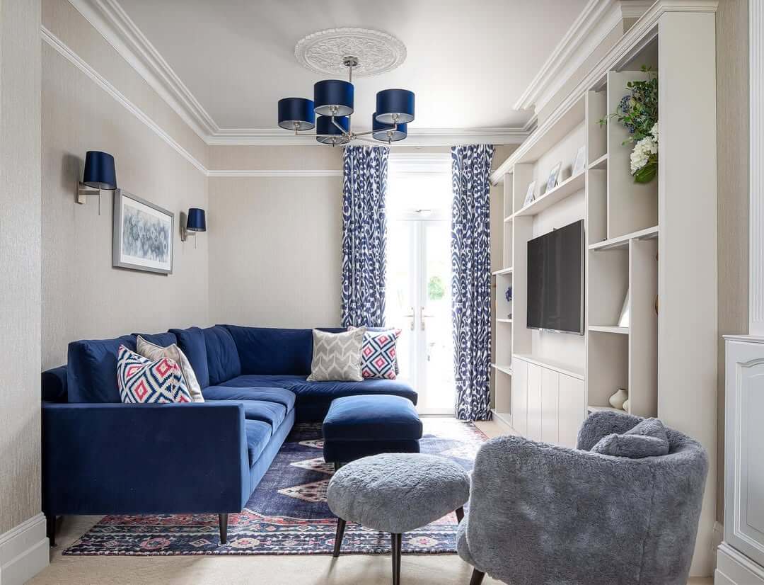 Anchor Your Seating with a Deep Blue Sectional
