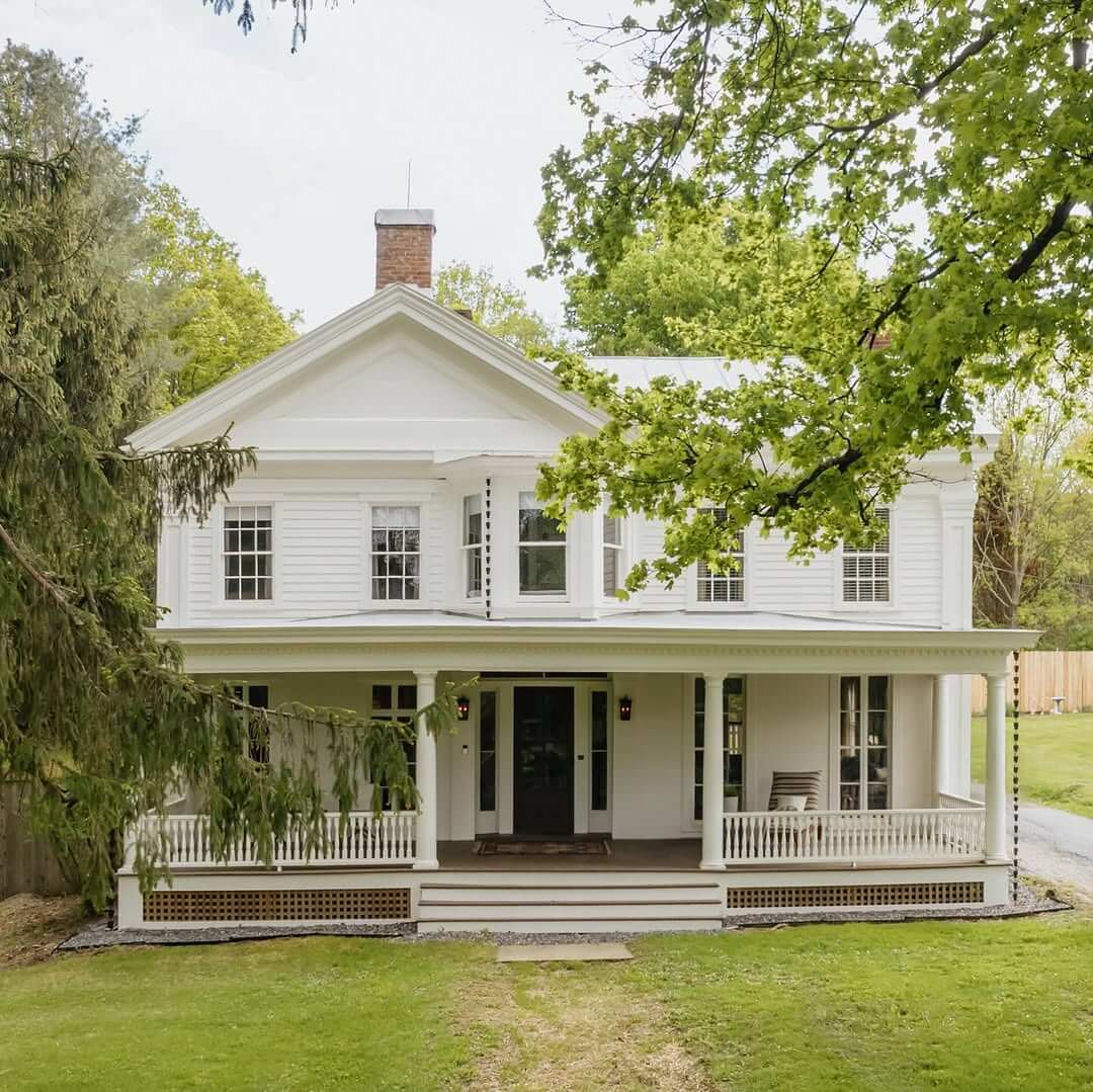 White Lattice Under Porch Adds Visual Depth