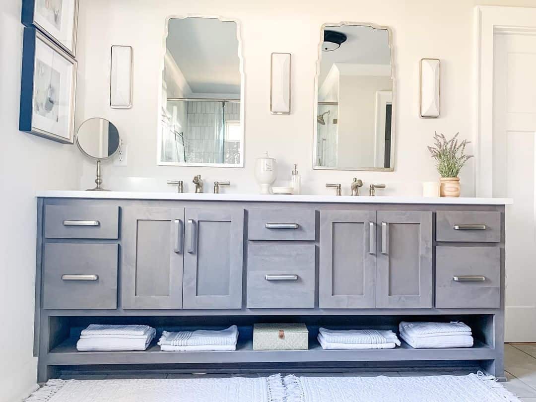 Open Base Shelf For Stacked Towels and Stored Boxes