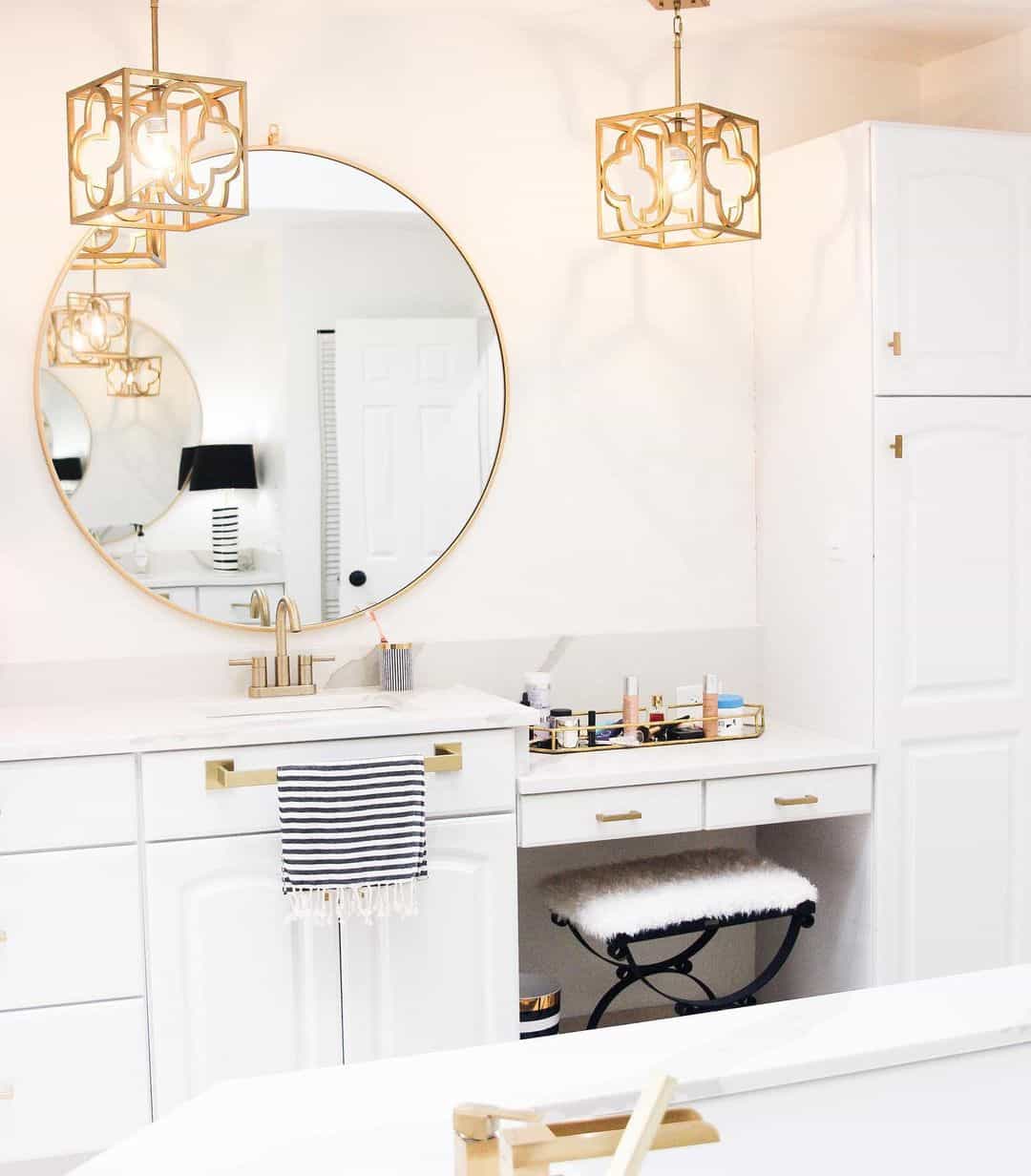Tiered Gold Tray Organizes Makeup and Toiletries
