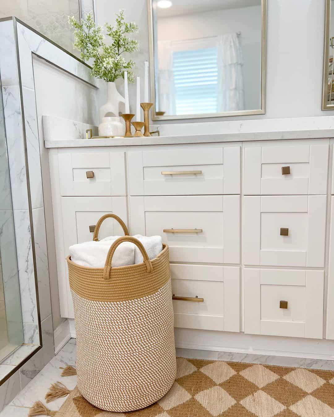 Tall Woven Hamper With Tassels Holds Extra Towels