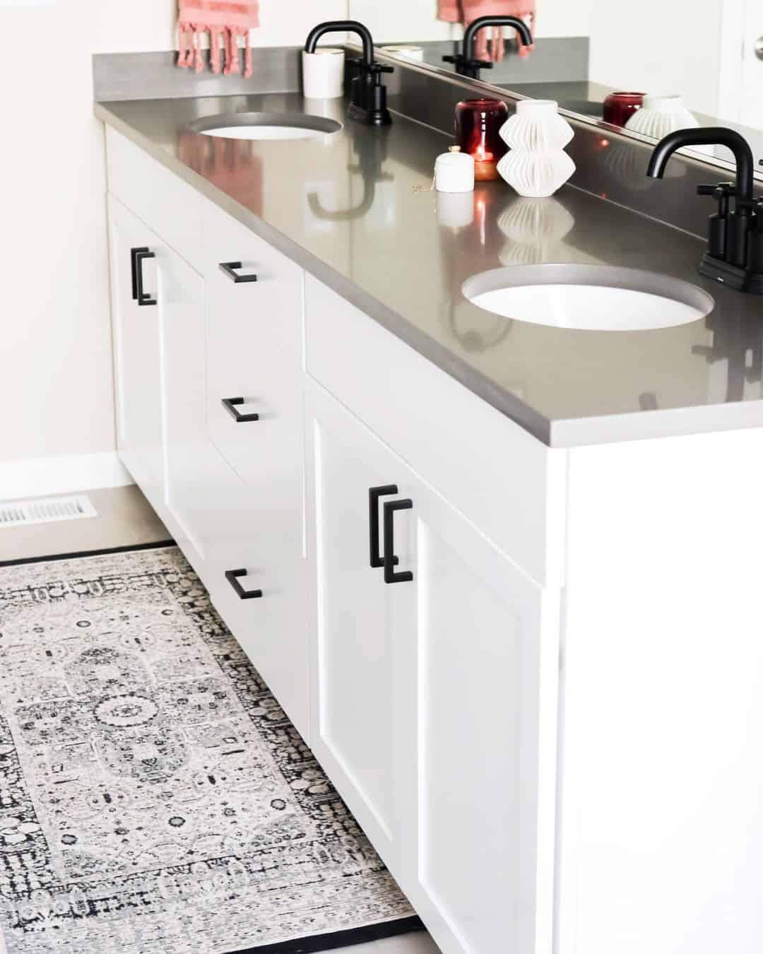 Matte Black Pulls Create a Sharp Contrast on White Cabinetry