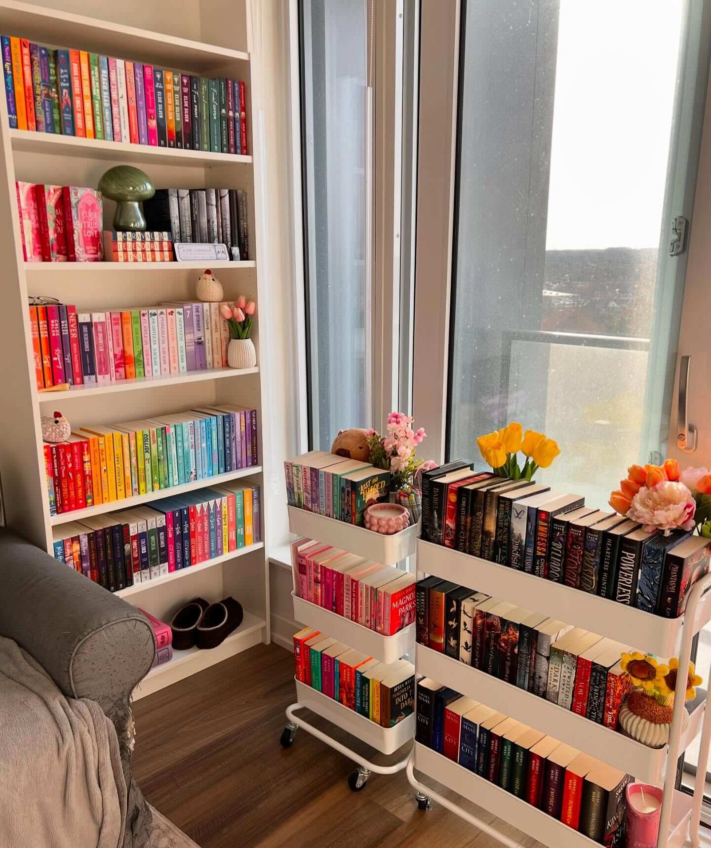 Rolling Carts Organize Books for Easy Access