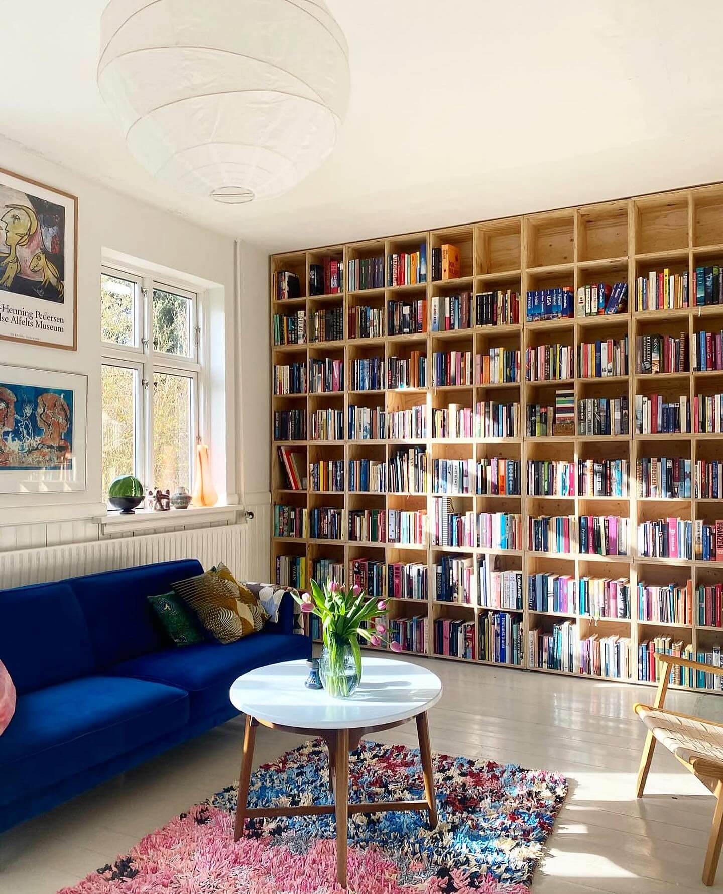 Design an Expansive Grid Bookshelf Wall