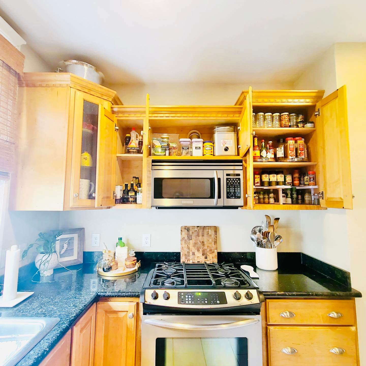 Tiered Spice Racks Maximize Upper Cabinet Space