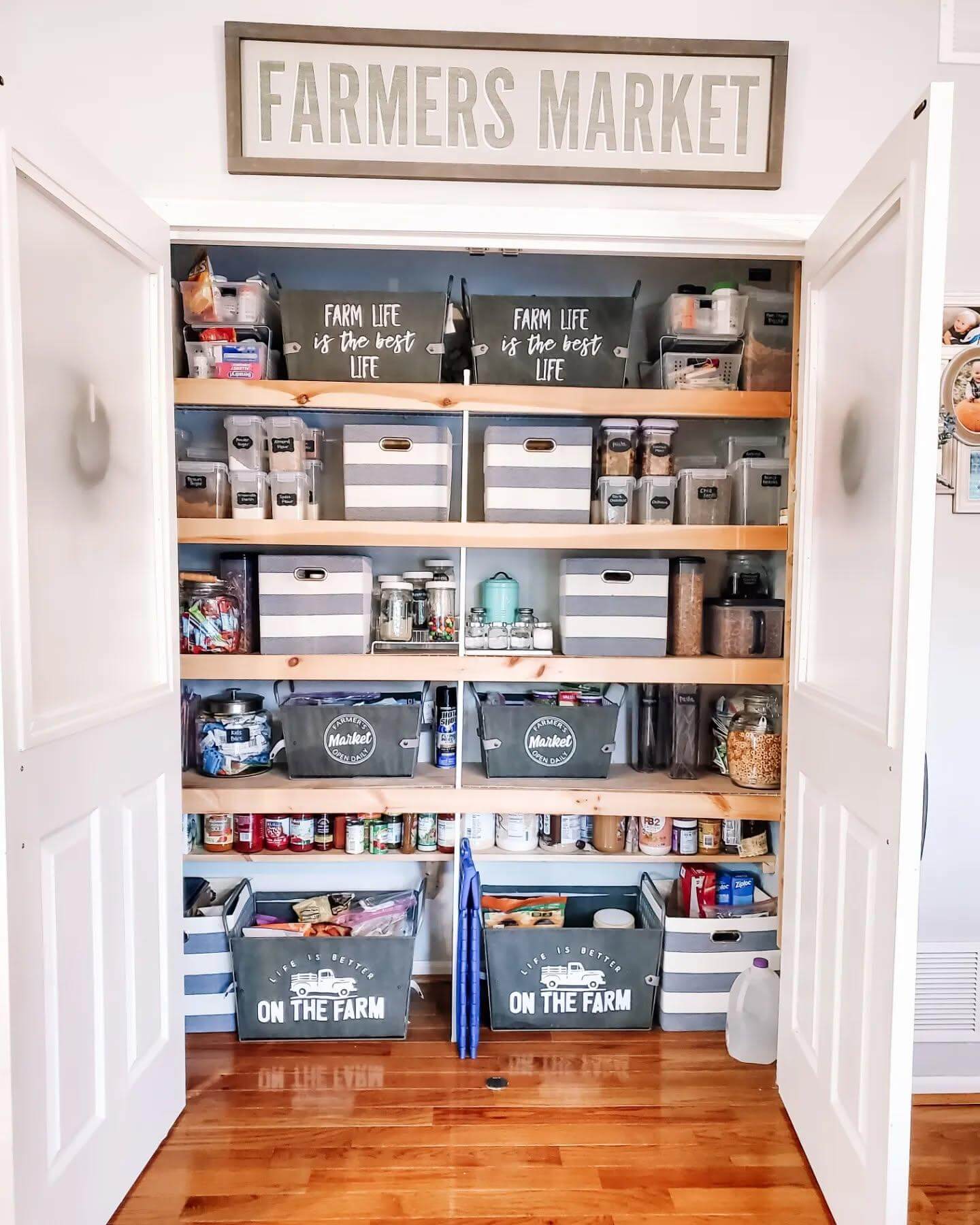 Farmhouse Totes for Grouping Pantry Staples