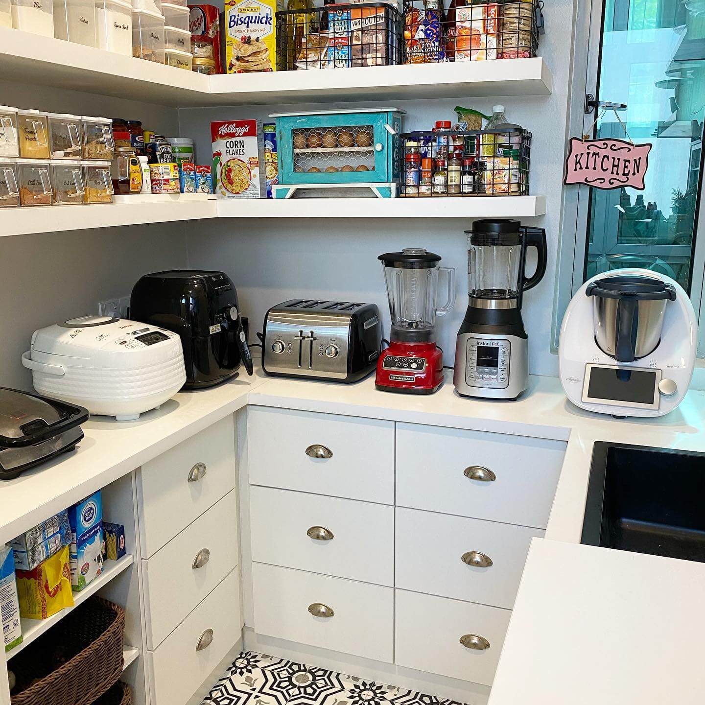 White Base Cabinets With Brushed Nickel Bin Pulls