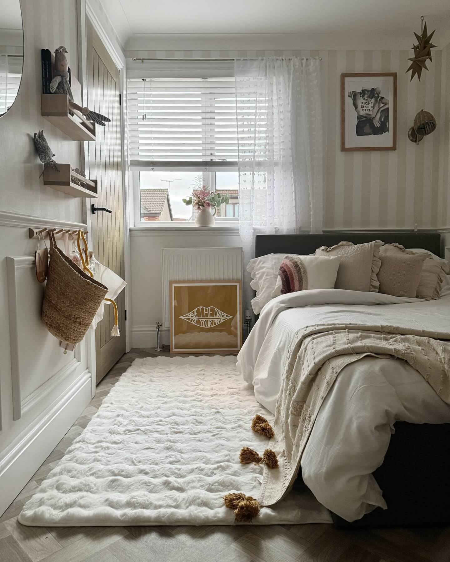 Woven Basket Hung on Wall Hooks for Instant Entryway Storage