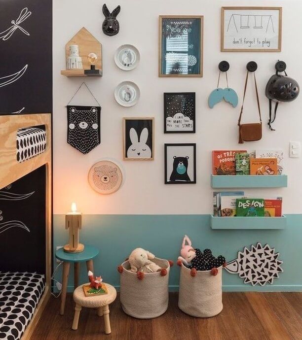 Light Blue Shelves Display Books and Treasures