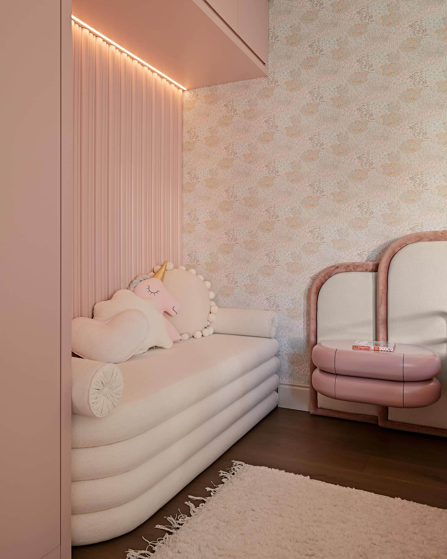 Textured Pink Wall Panels Add Softness and Dimension