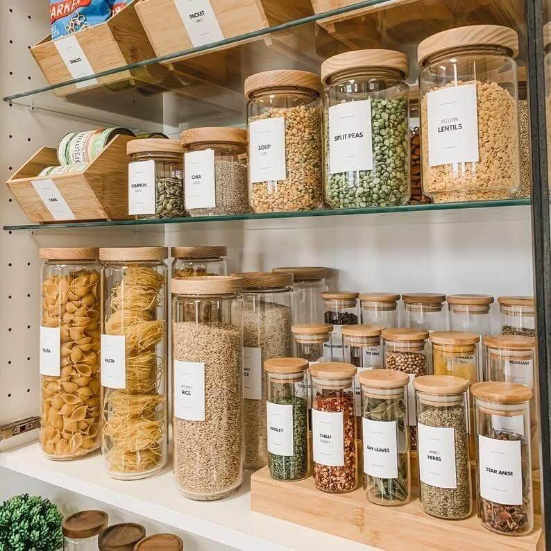 Wooden riser organizes small spice jars for easy access