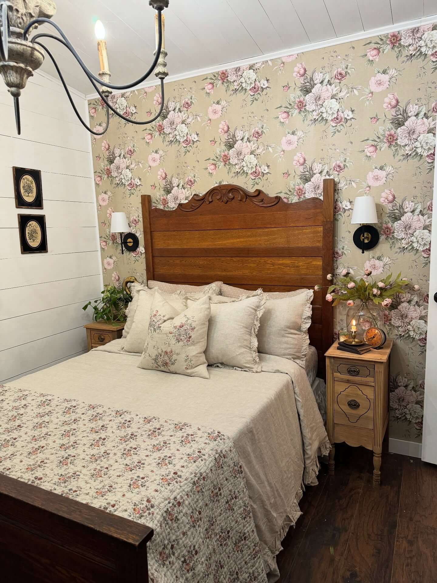 Choose Romantic Floral Wallpaper and Ruffled Linens
