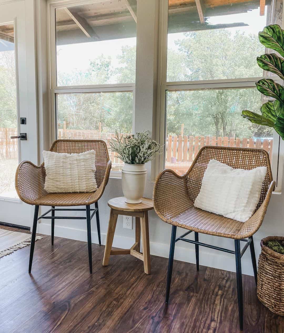 Woven Cane Chairs Add Cozy Seating by the Window