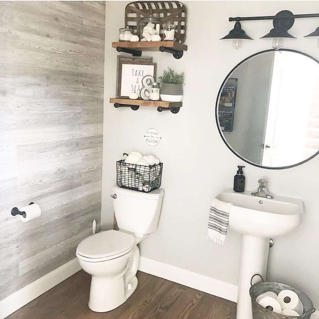 Rustic Tobacco Basket Shelf Displays Bathroom Essentials