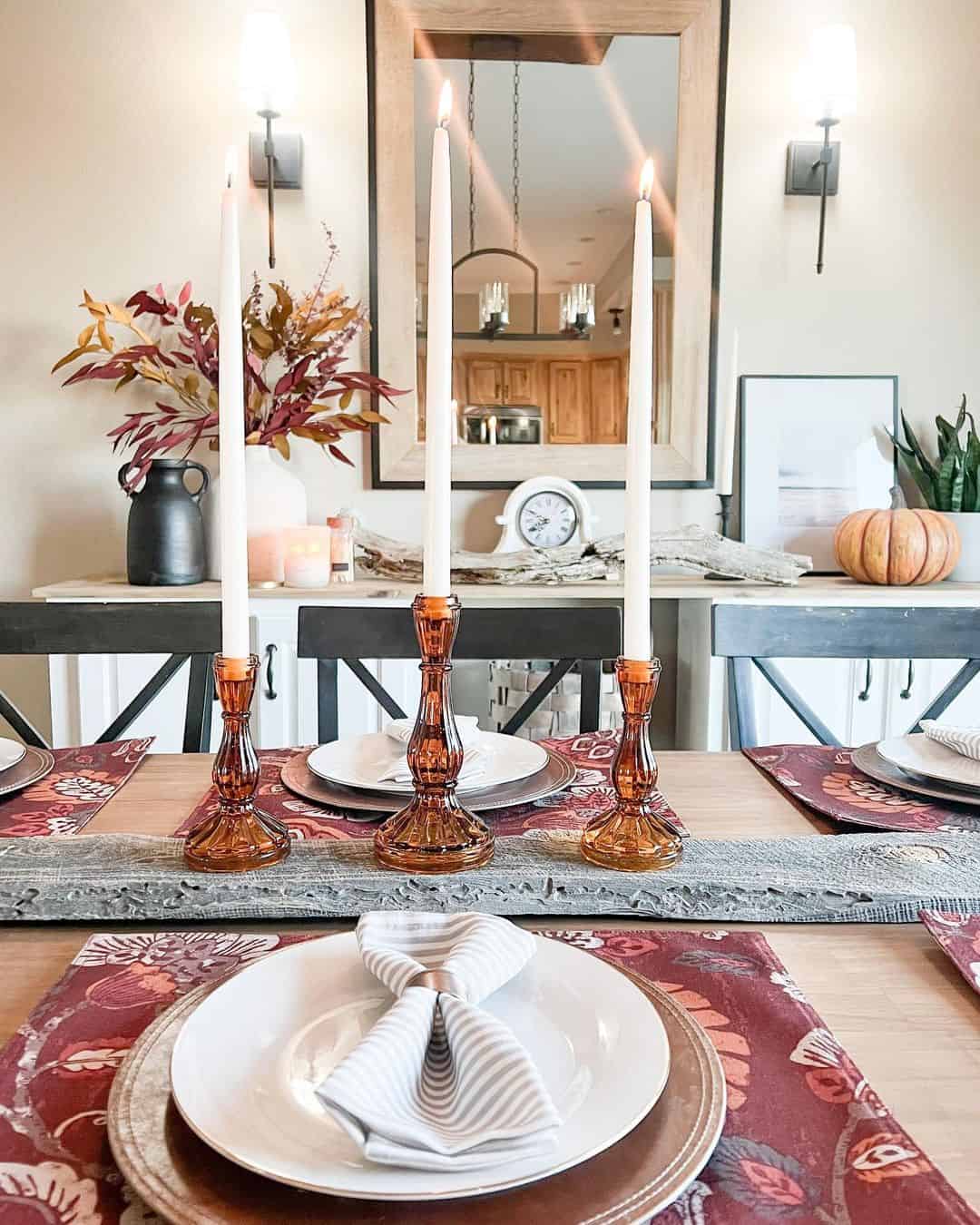 Amber Glass Candlesticks Add Warm Fall Ambiance