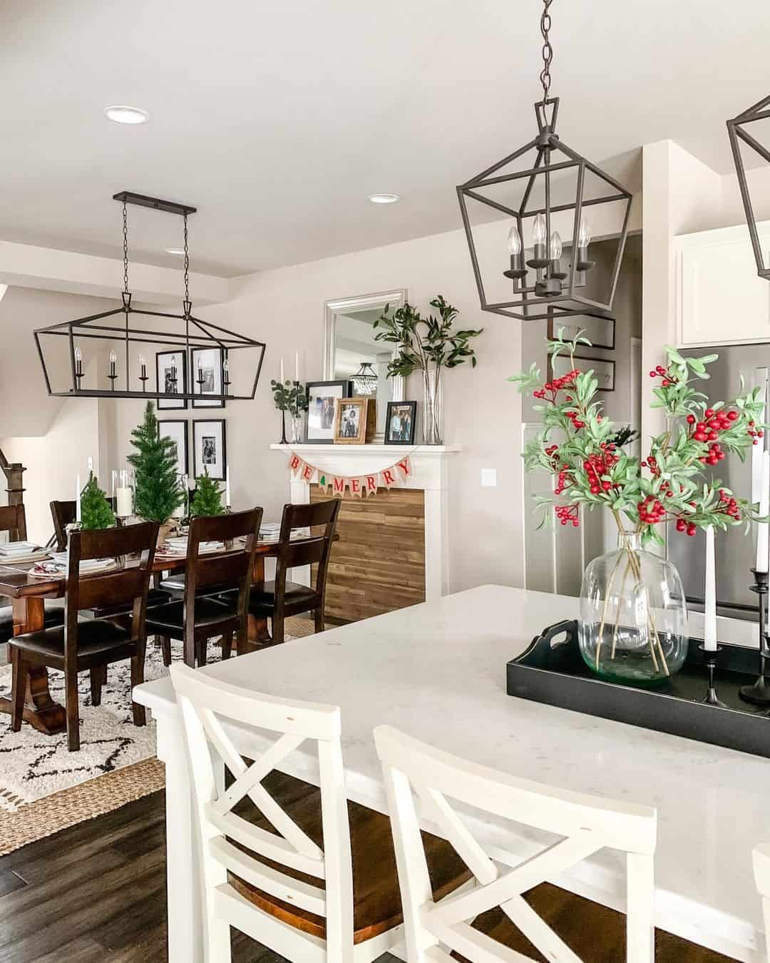 Glass Vase Arrangement Adds Festive Color to Kitchen Island