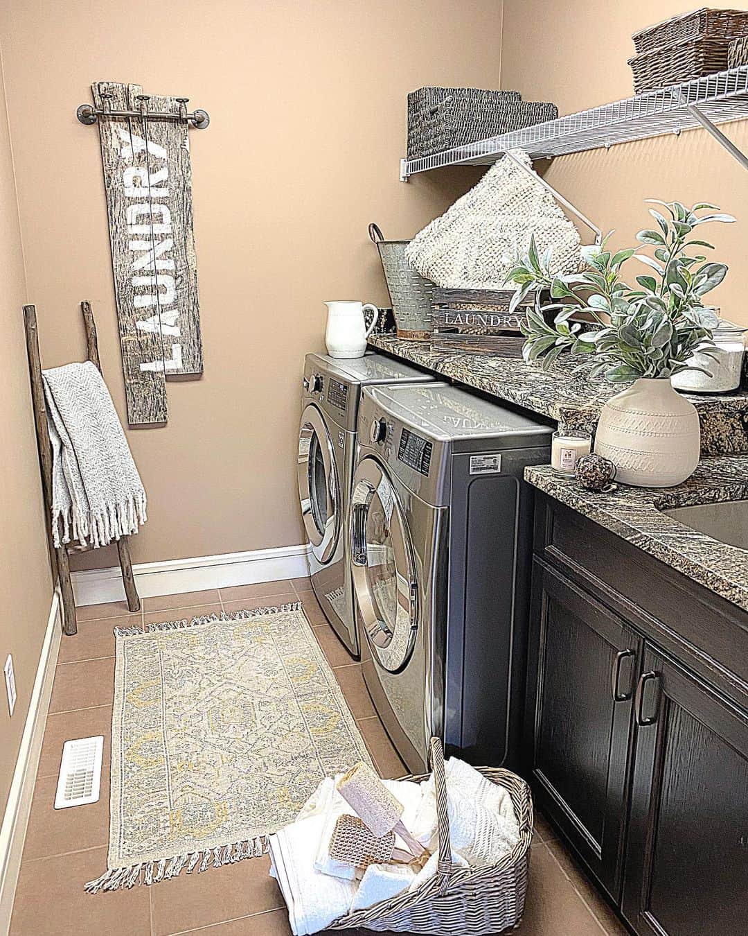 Drape Soft Throws on a Rustic Ladder