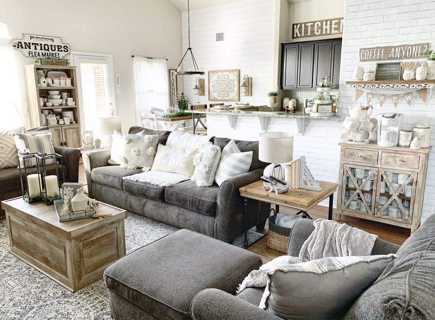 Distressed Wood Cabinet Displays Mug Collection