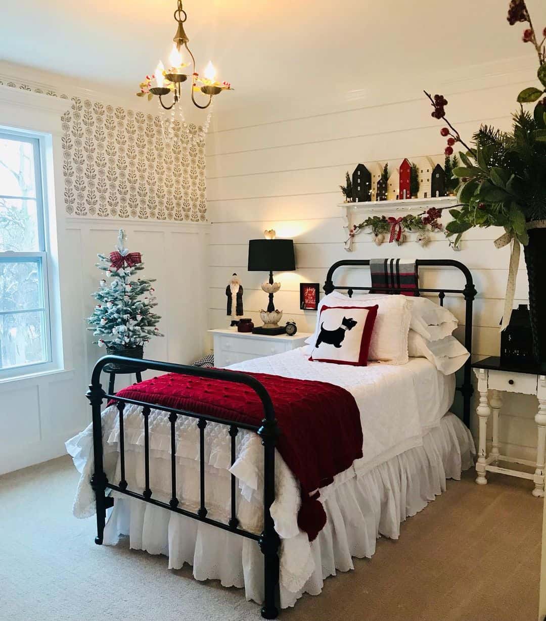 Miniature Village Silhouettes on a Shiplap Shelf