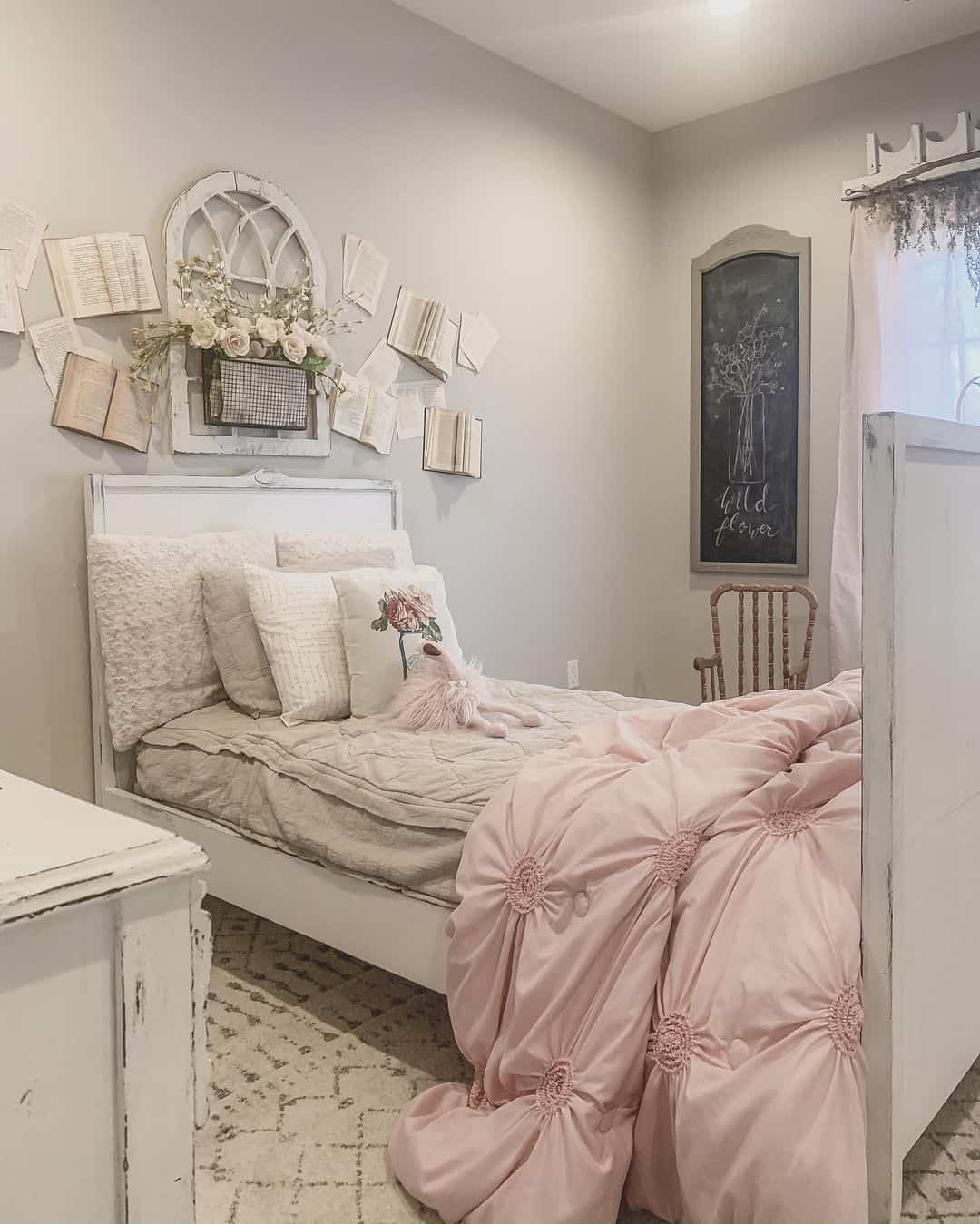 Open Books Create Whimsical Wall Art Above the Bed