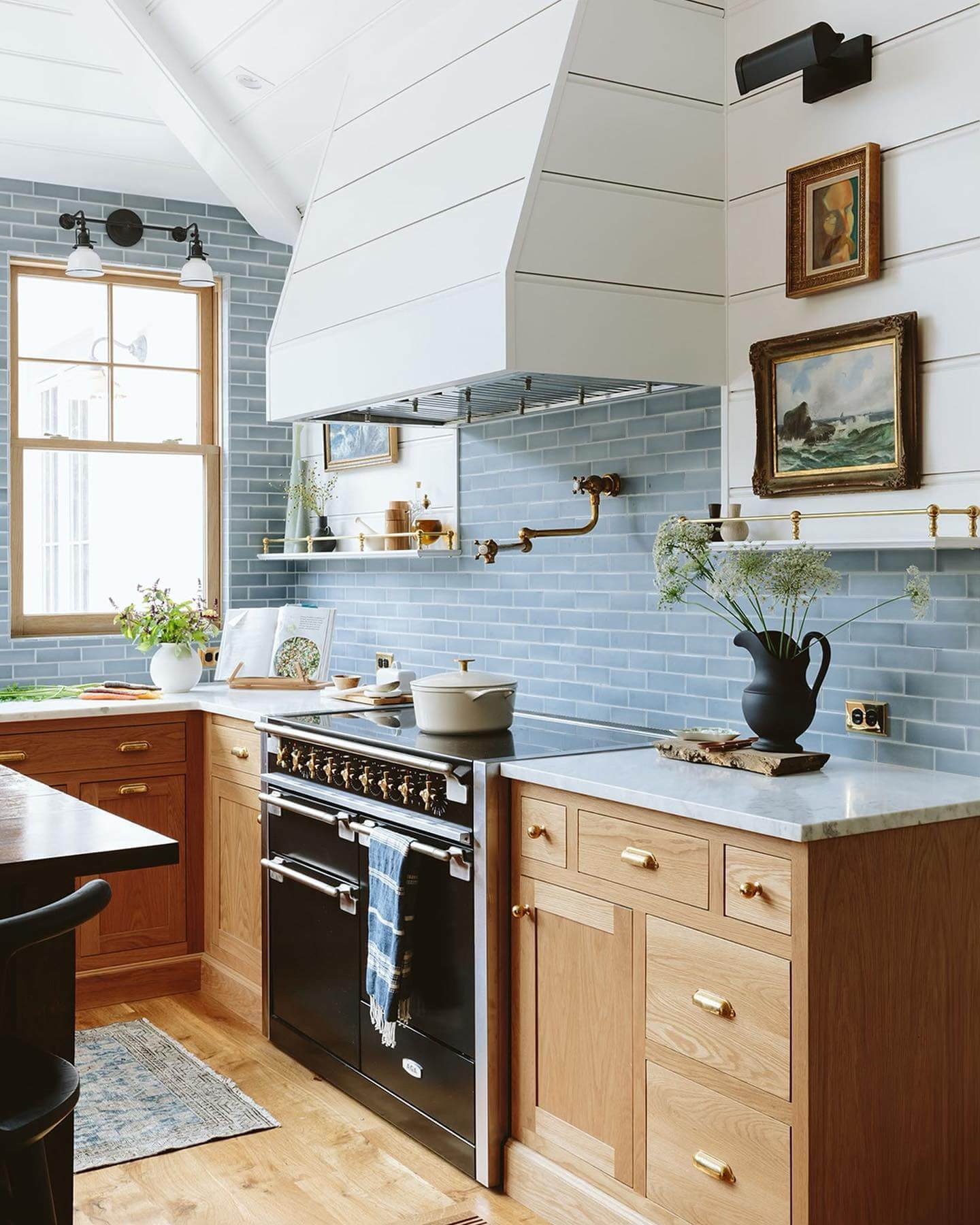 Blue Subway Tile Backsplash Adds a Cool Tone