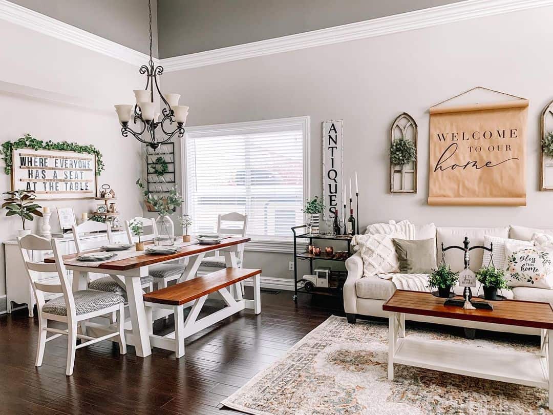 Rustic Charm with a Scroll-Style 'Welcome to Our Home' Sign