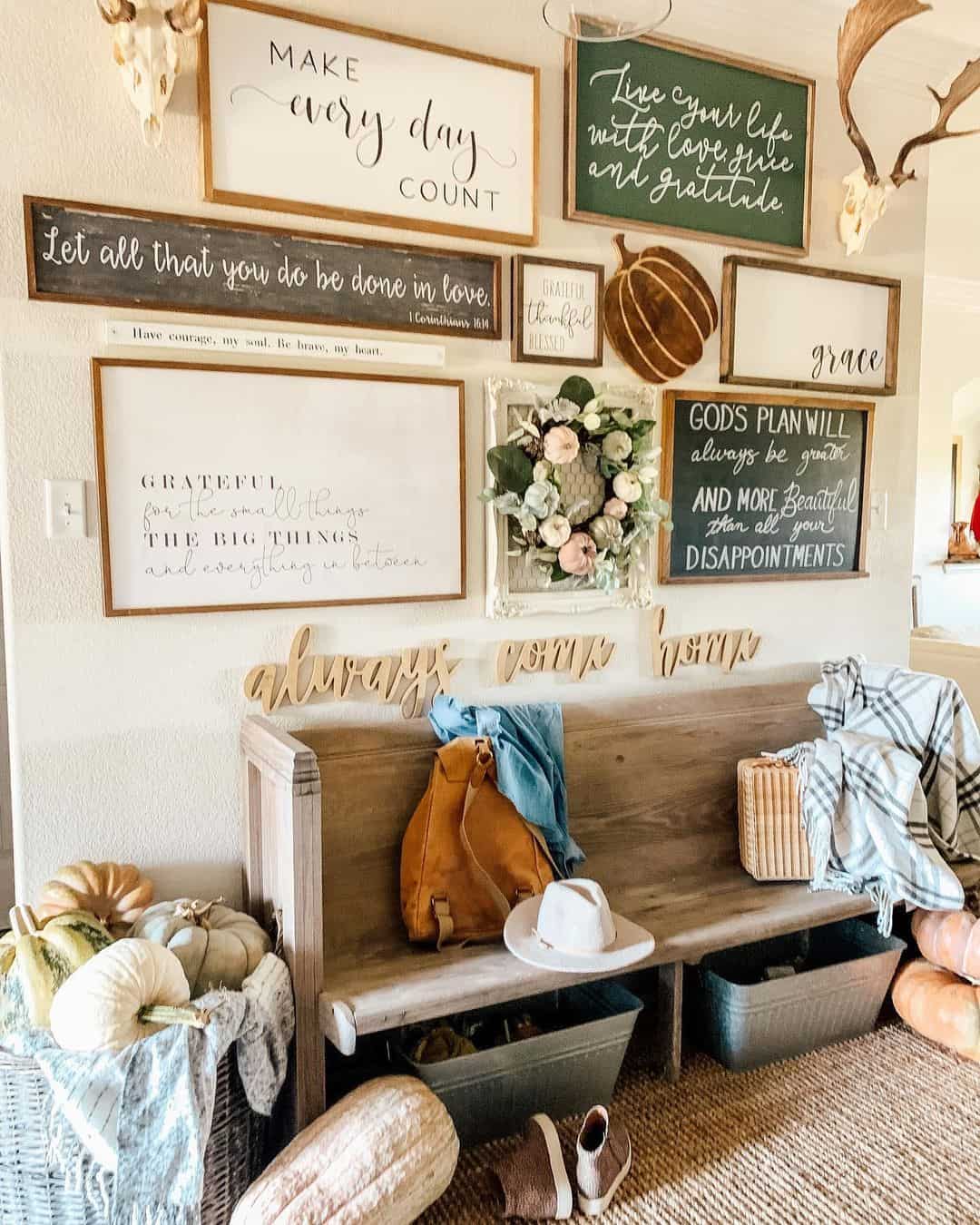 Welcoming Detail with Wooden Script 'Always Come Home