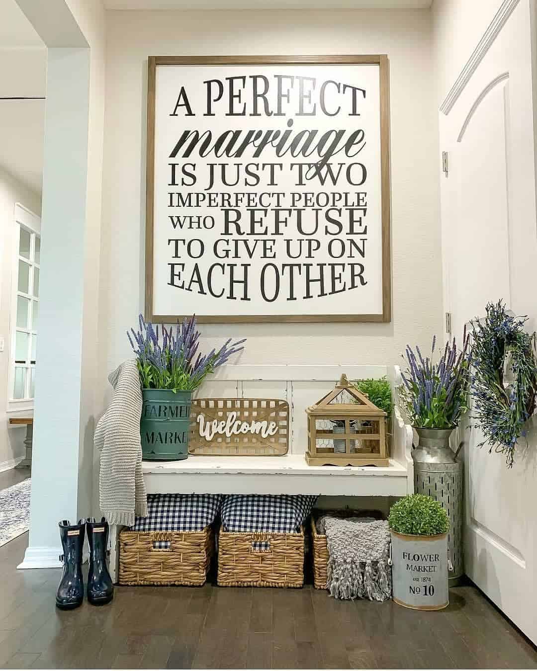 Sentimental Tone with a Large Framed Quote Sign