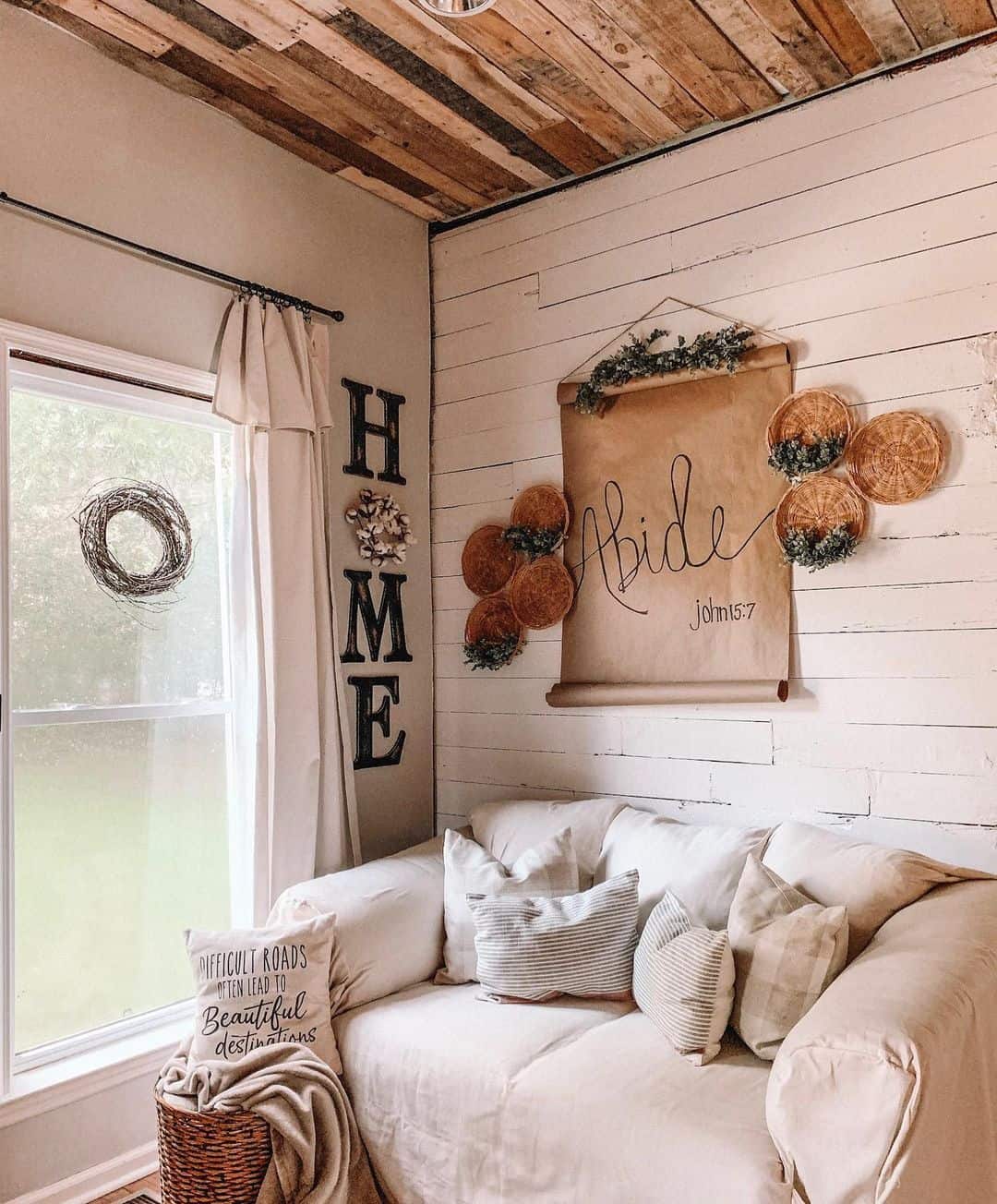 Scroll Signage with Woven Accents for a Focal Wall