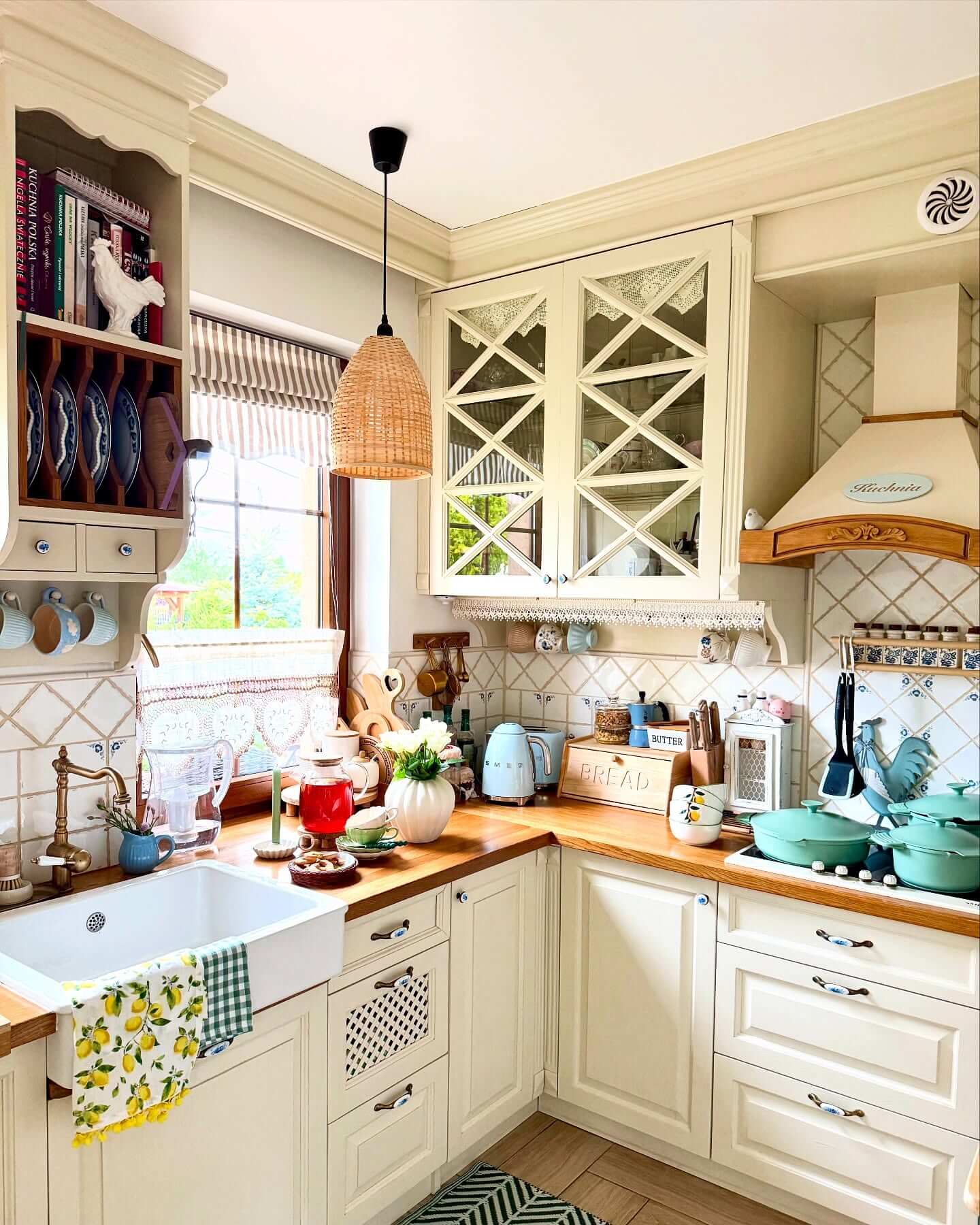Wooden Plate Rack on the Counter