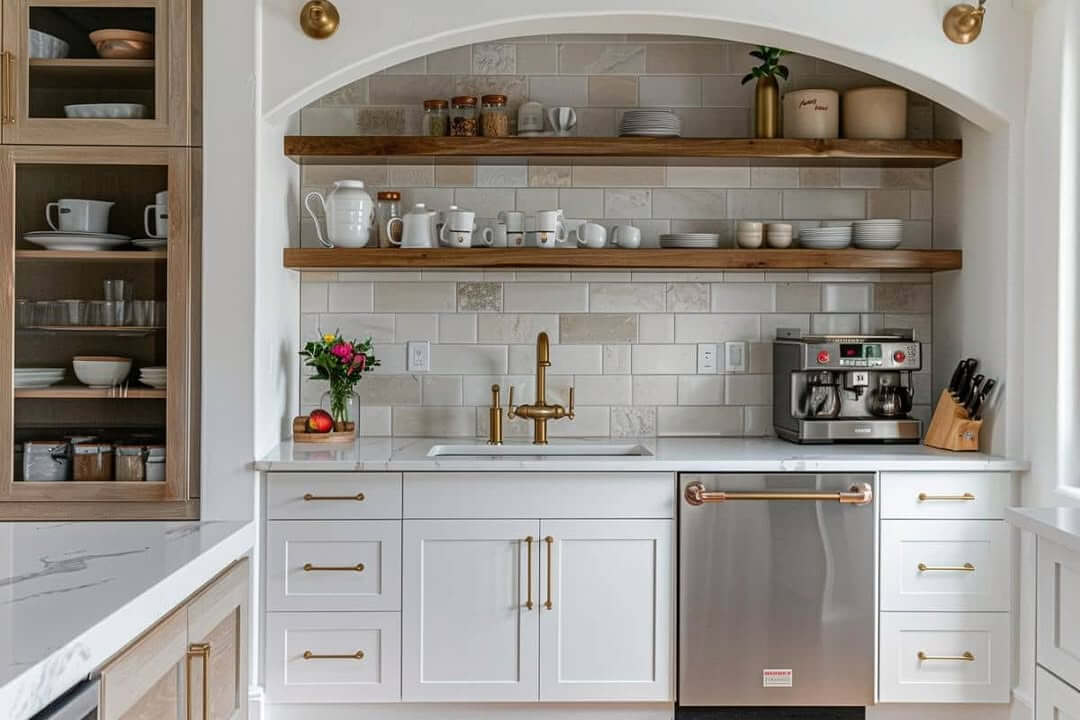 Warm Up Your Bar with Live-Edge Wooden Shelves