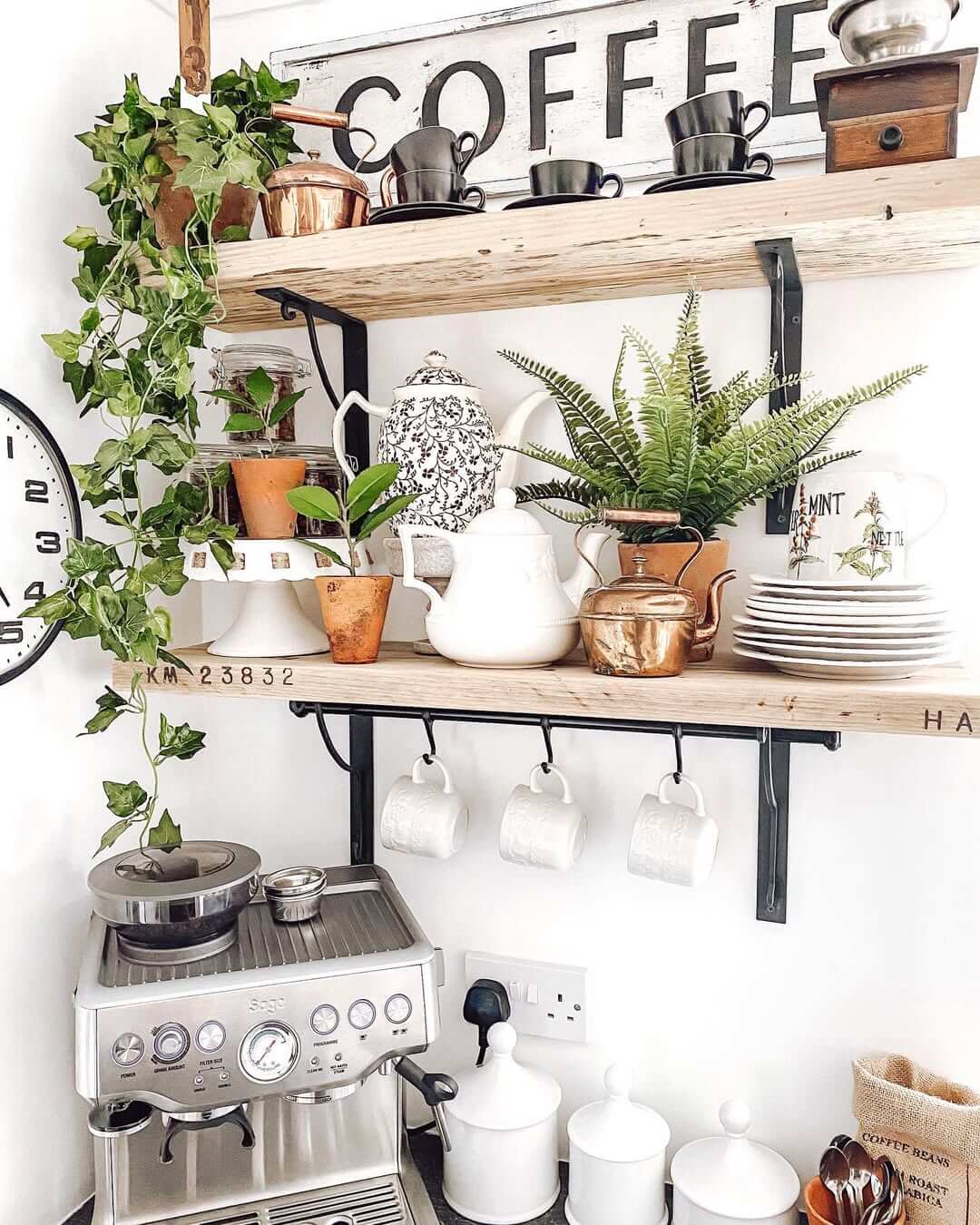 Hanging Mug Rack Under Shelves Keeps Cups Accessible