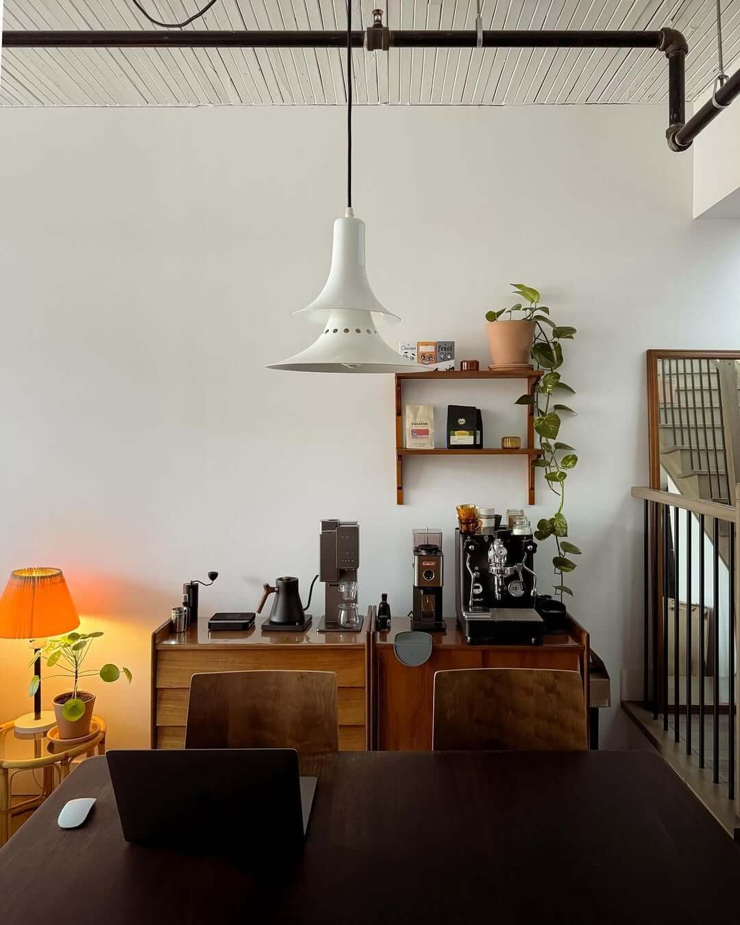 Wooden Credenza With Integrated Coffee Bar Zones