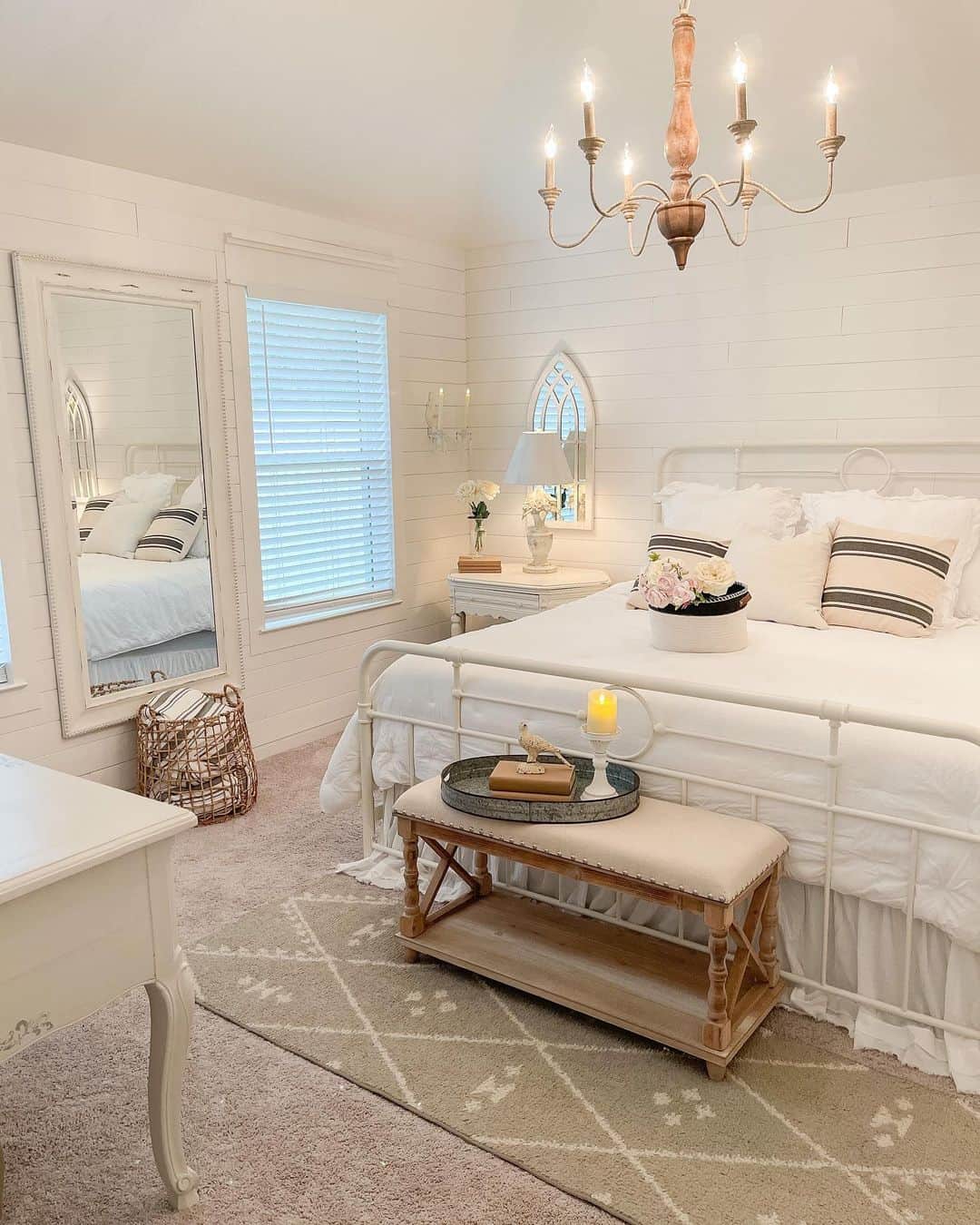 Upholstered Bench With Lower Shelf for Bedside Display
