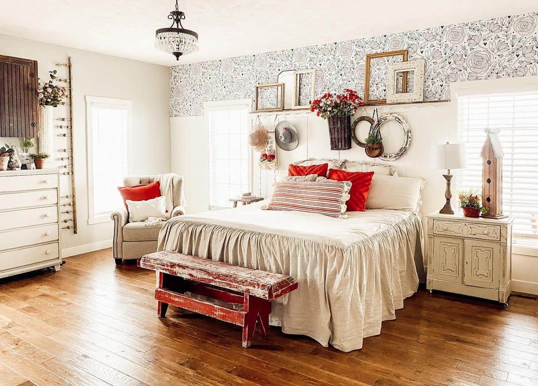 Introduce Rustic Charm with a Distressed Red Bench