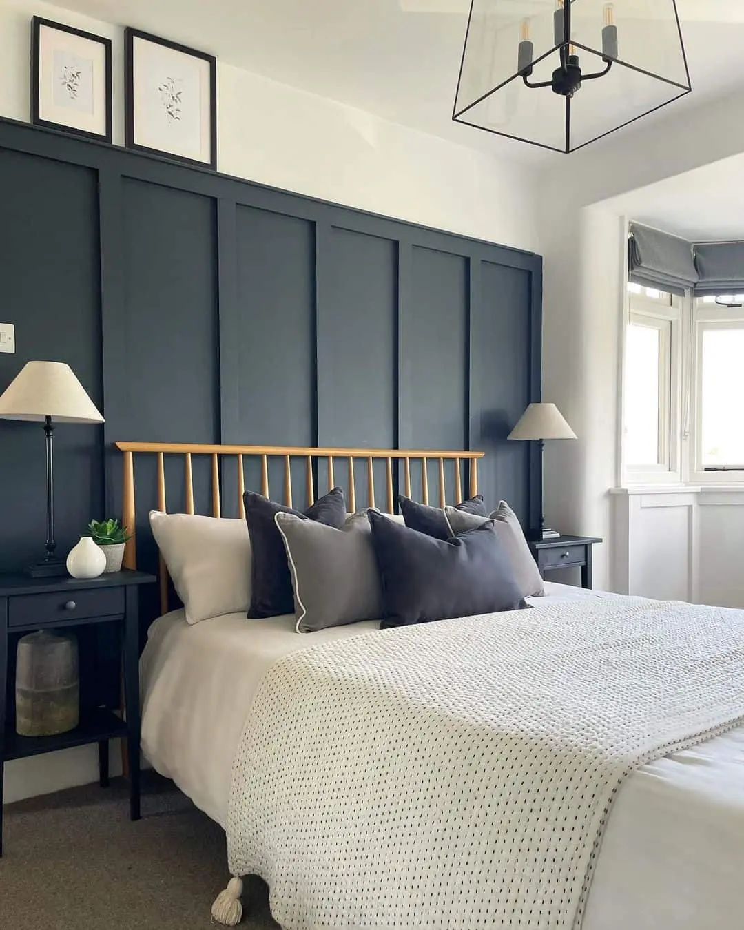 Pair a Light Wood Headboard with Dark Paneling