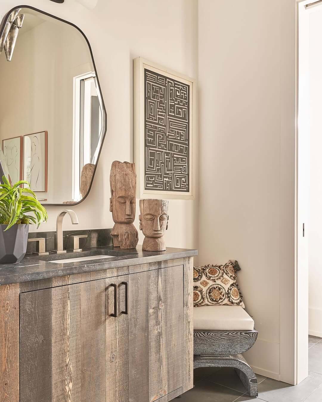 Carved Wooden Sculptures Add Global Flair