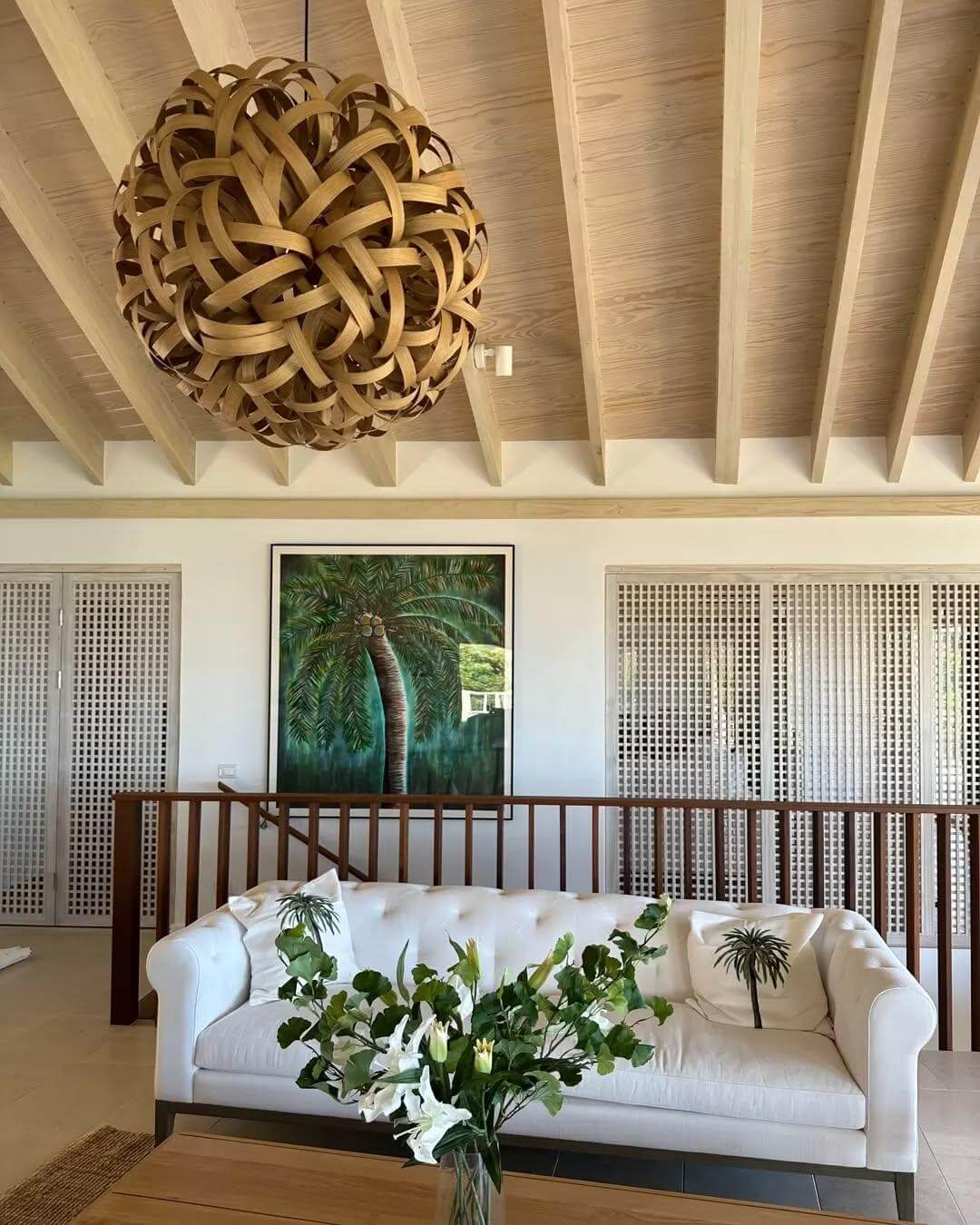 Wooden Orb Pendant Light Creates a Natural Focal Point