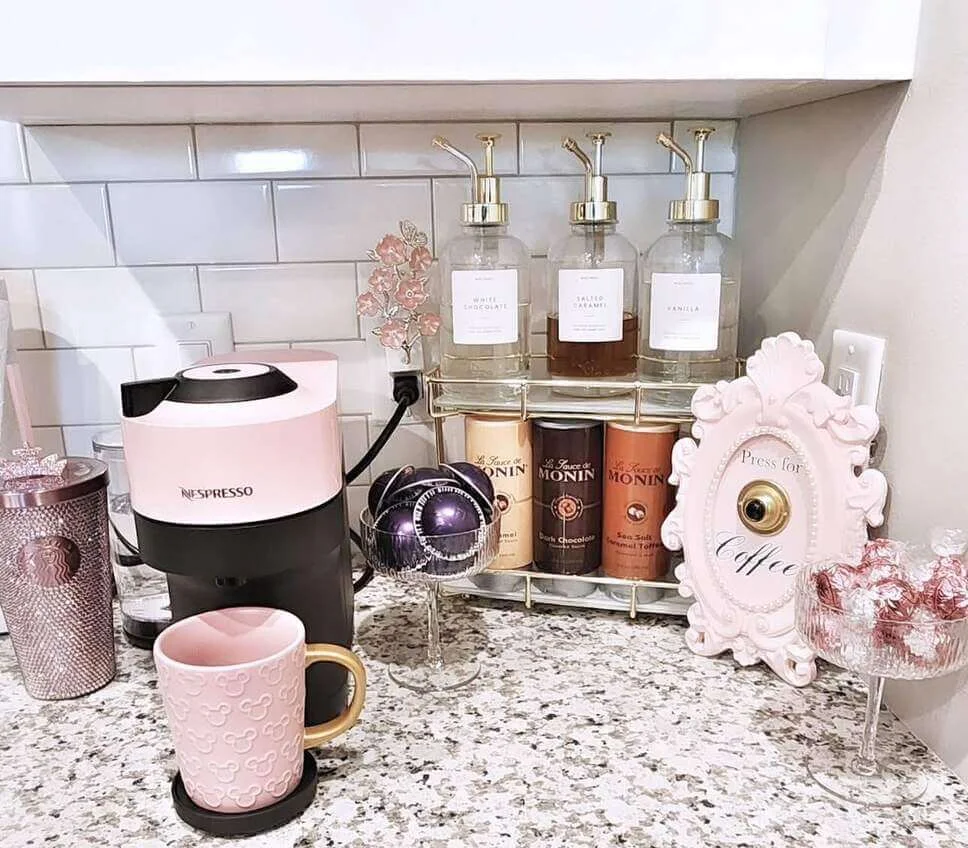 Gold Pump Dispensers Keep Flavors Accessible